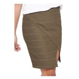 Miss Selfridge bandage skirt with split olive grn